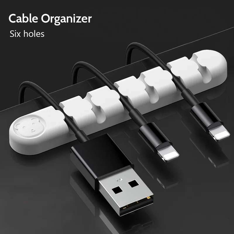 Enrouleur de câble en Silicone  organisateur de câbles USB  bureau  Clips de gestion rangés  support