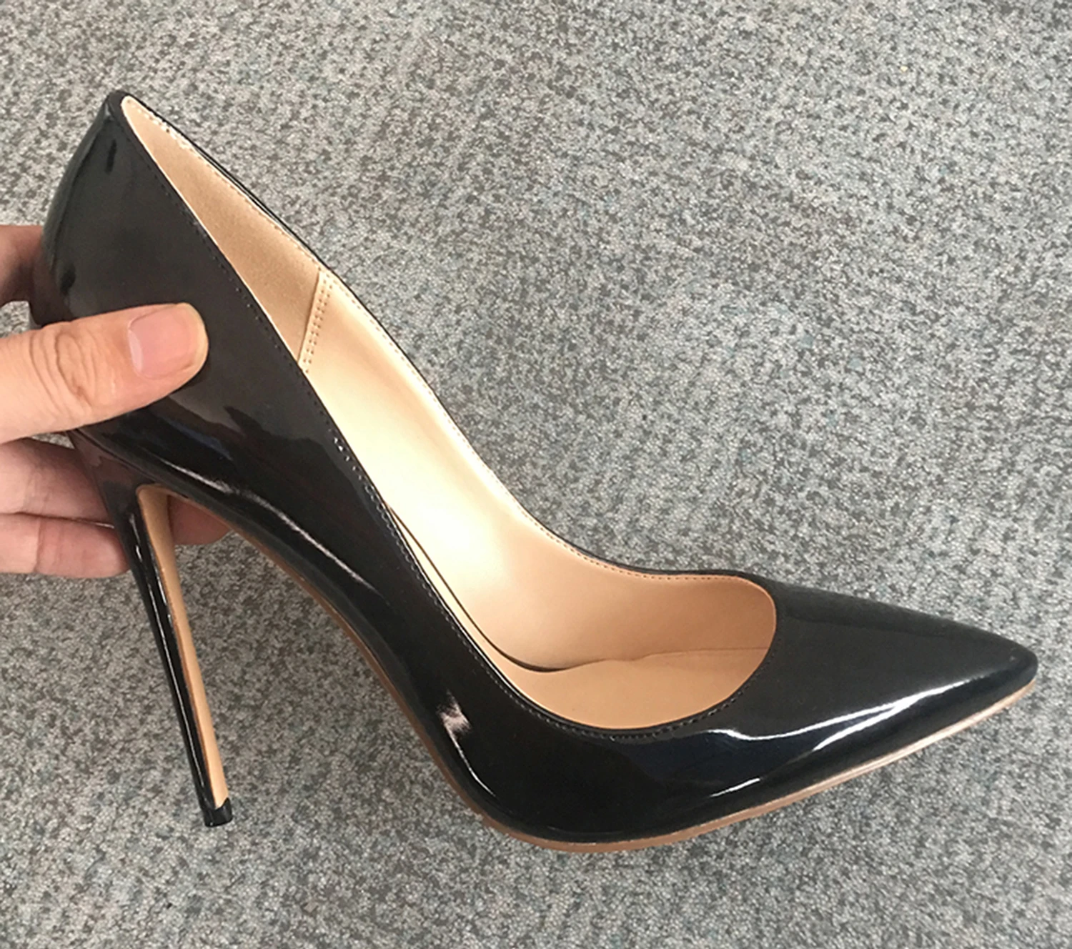 

New Classic Patent Leather Women Pointed Toe Sexy Pumps Lady Talon Femme High Heel OL Party Dress Shoes Plus Size D021B