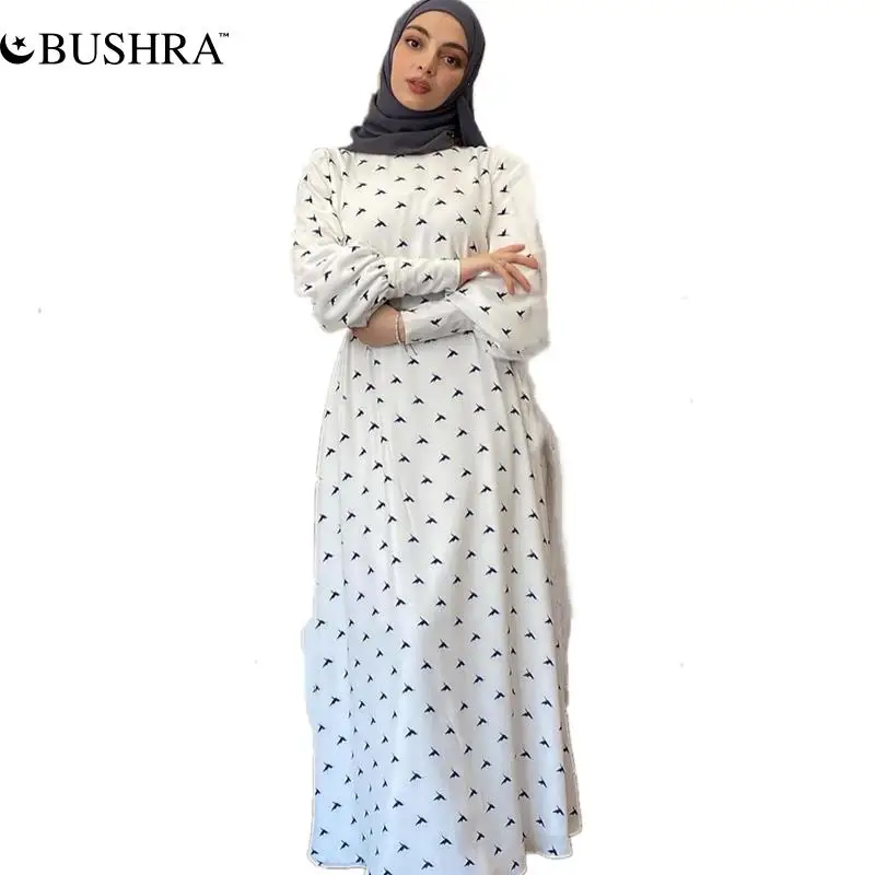 Платье-хиджаб с принтом, Летнее Длинное Платье в мусульманском стиле, Дубай, абайя, Турция, ислам, Арабский кафтан, халат, новинка 2022