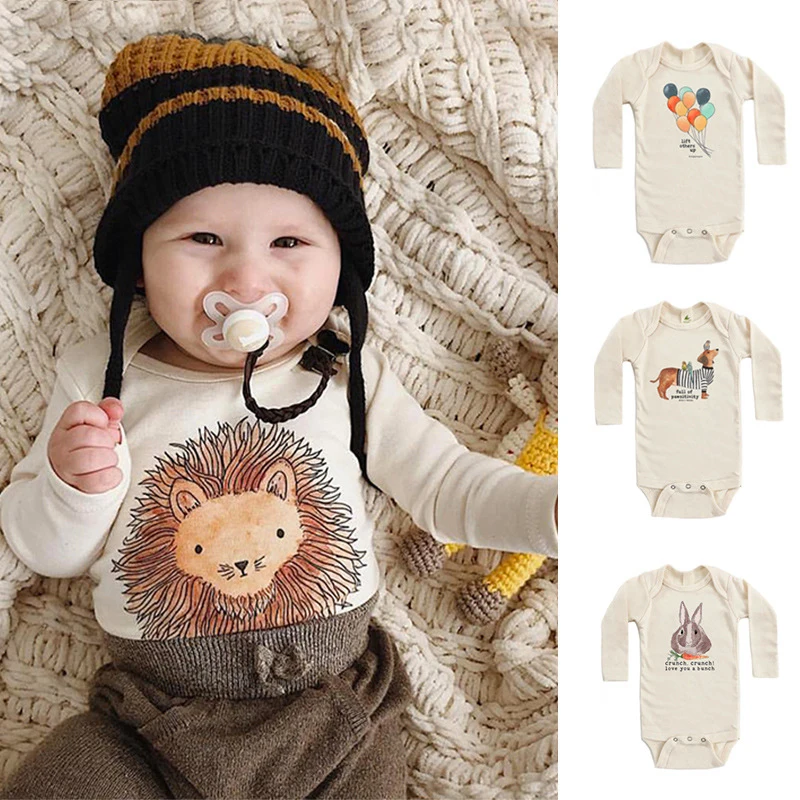 

Baby Romper Cotton Animal Lion Puppy Rabbit Print Long Sleeve Jumpsuit Infant Outfits Cartoon Toddler Onesies Bodysuit Dropship