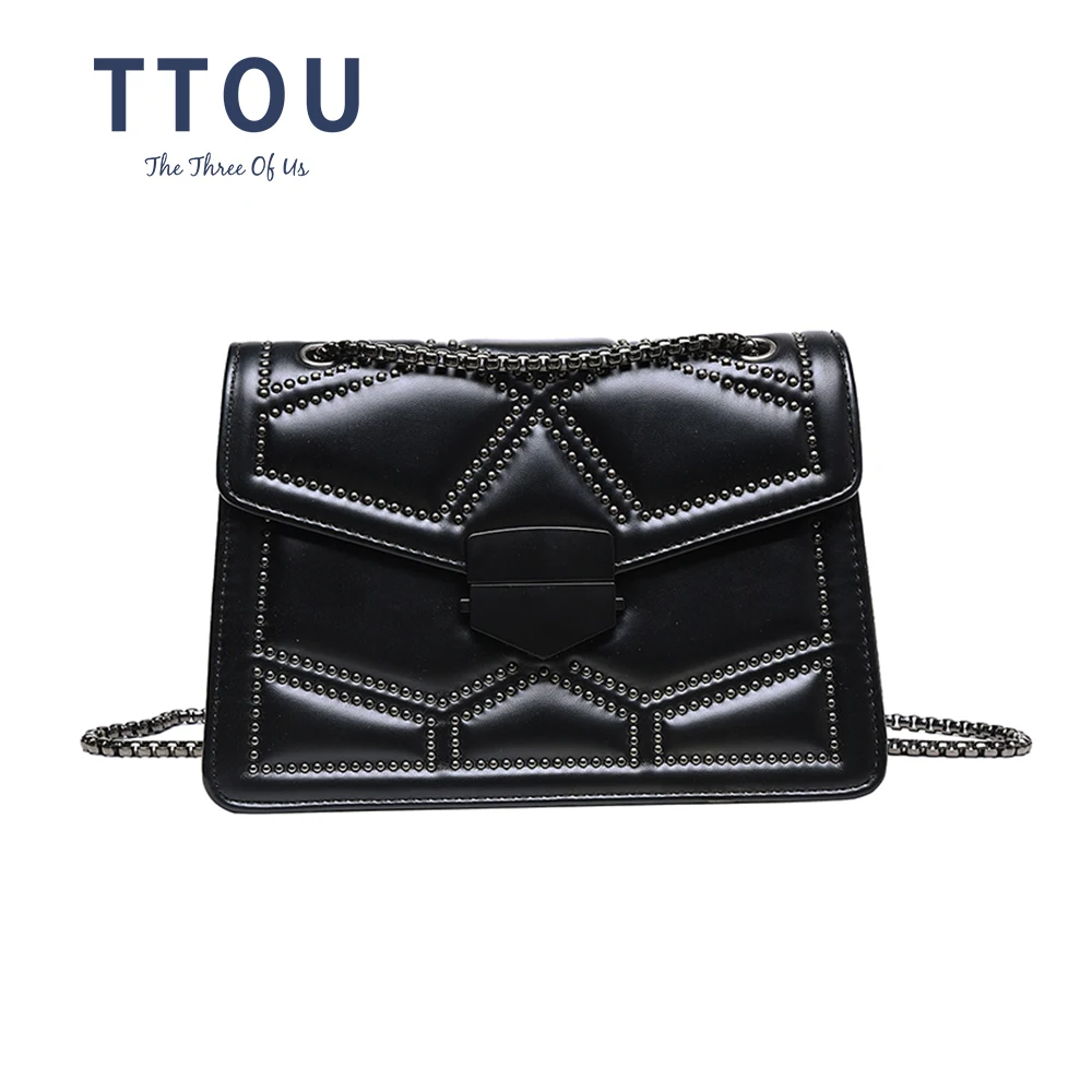 Маленькие сумки через плечо с заклепками и цепочкой для женщин сумка мессенджер