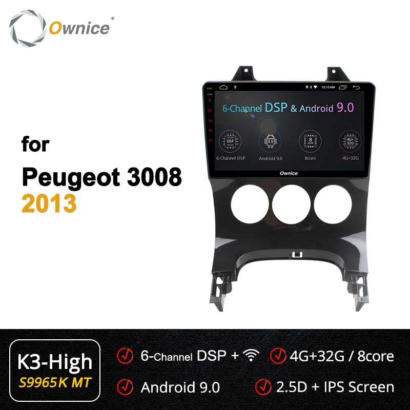 S9965-1 K3 HIGH Ownice k3 k5 k6 Android 9,0 Octa Core Автомобильный мультимедийный DVD плеер для PEUGEOT 3008 2013 2Din радио 4 аппарат не привязан к оператору сотовой связи DSP 360 панорама оптического волокна - Цвет: S9965-1 K3 HIGH