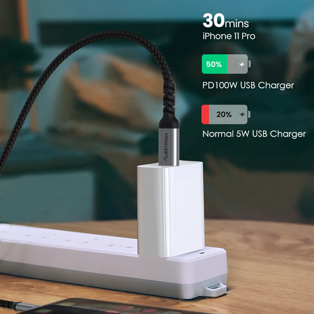 Кабель USB TYPE C 3 1 Gen2 90 градусов 100 Вт 20 В/5 А кабель быстрой зарядки PD 4K @ 60 Гц 10 Гбит/с