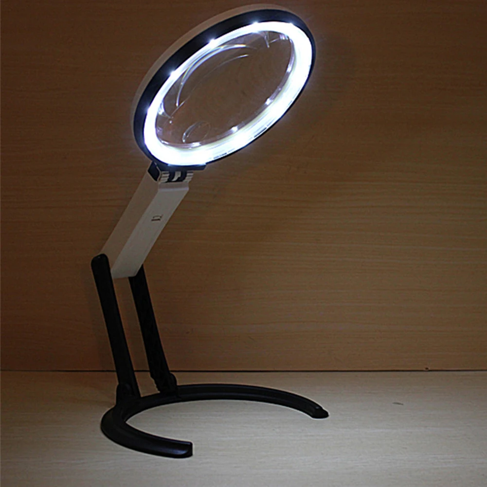 Dual Purpose 1.8X 5X Durable Portable Working Tool Foldable 12 LED Desk Folding Handheld Table Lamp Useful Magnifier | Инструменты