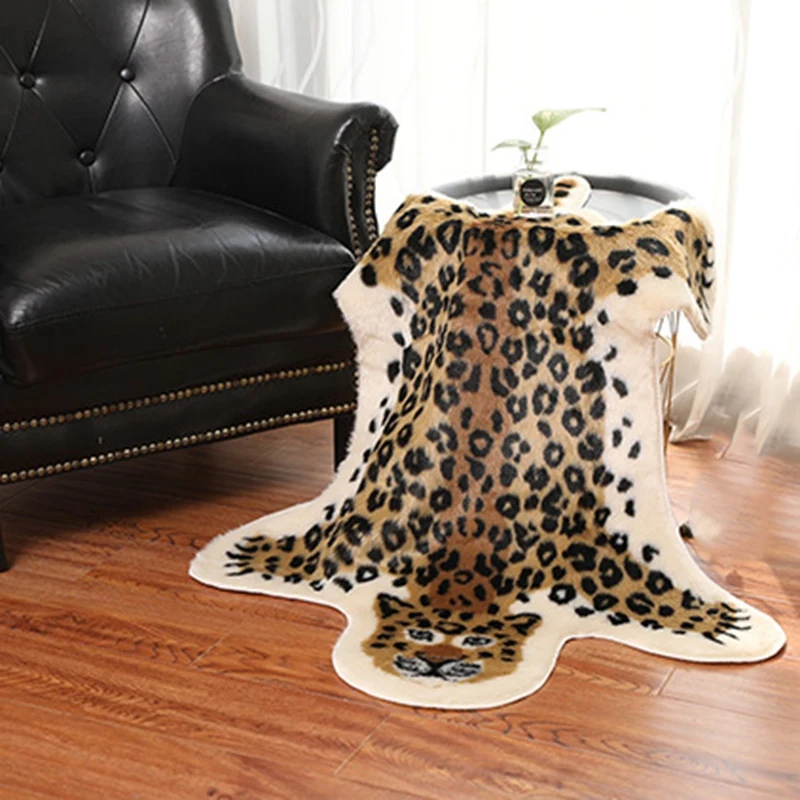 Мягкий в виде тигра домашний декор моющийся ковер из искусственной кожи для