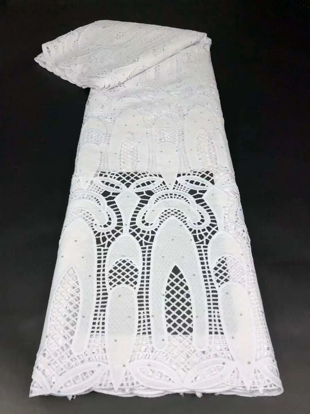 

African Guipure Lace Fabric 2021 High Quality Lace Hot Sale Nigerian Water Soluble Cord Lace Fabrics For Wedding Dress RFO1-12