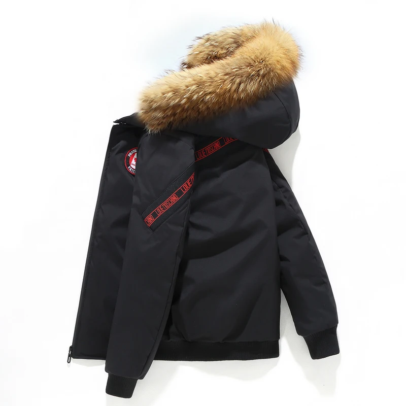 Winter down jacket men faux fur collar New outdoor warm down jacket men's fashion brand high quality