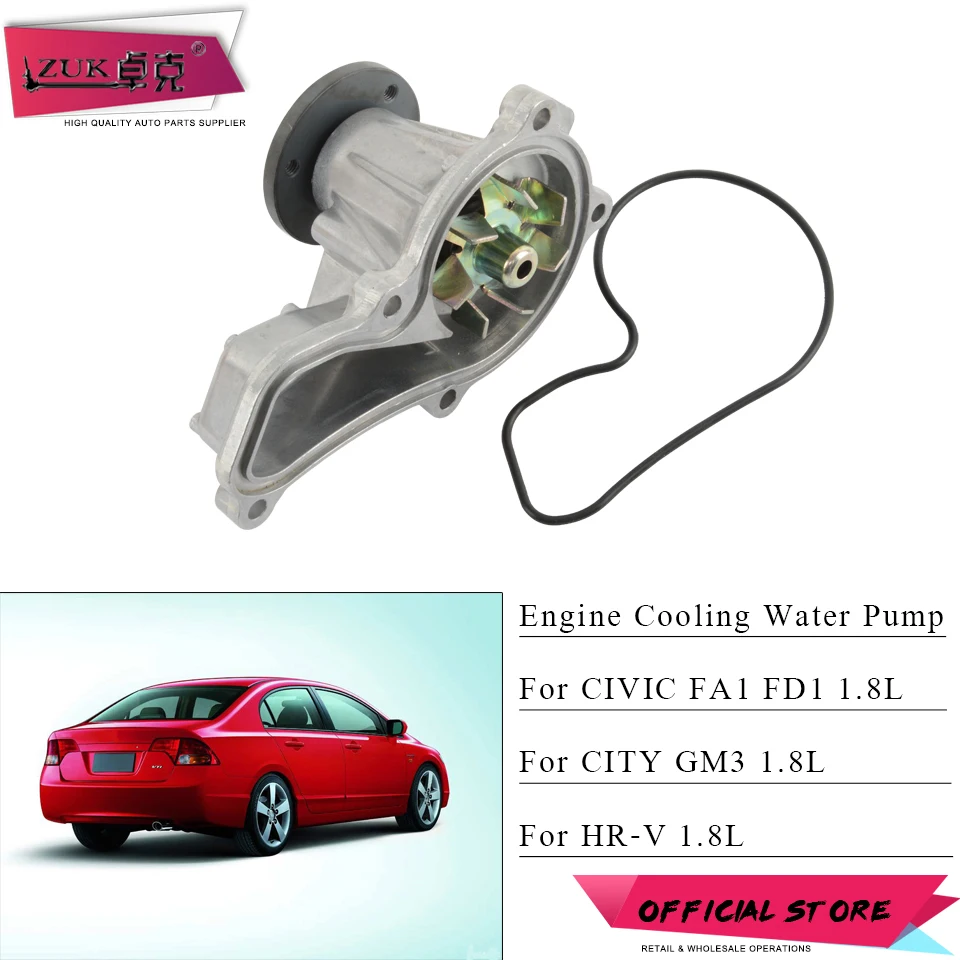 

ZUK Engine Cooling Water Pump For HONDA CIVIC FA1 FD1 2006 2007 2008-2011 CITY GM3 2009-2011 FR-V 2007-2009 1.8L 19200-RNA-A01