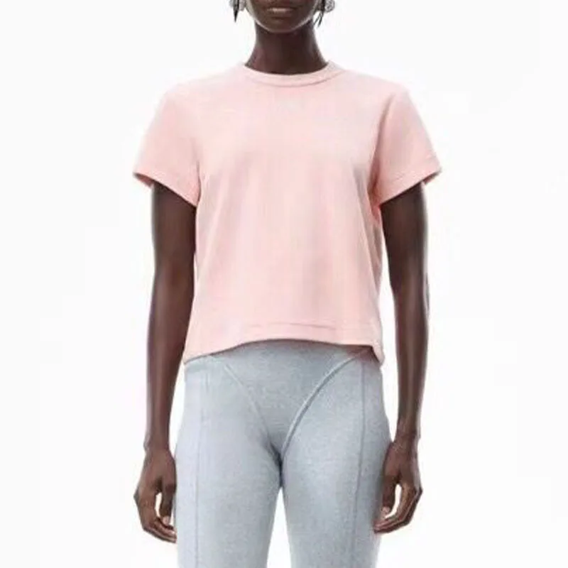 

2021 Summer Woman's Tops Short 3 Colors Casual Simple Tees Cute Blouse Letter Printed Solid Blouse