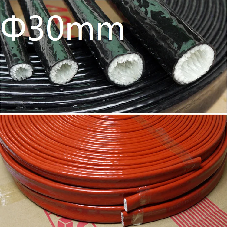 

Thickening Fire Proof Tube ID 30mm Silicone Fiberglass Cable Sleeve High Temperature Oil Resistant Insulated Wire Protect Pipe