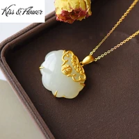 kissflower nk164 fine jewelry wholesale fashion woman mother bride birthday wedding gift vintage fu lock 24kt gold necklace