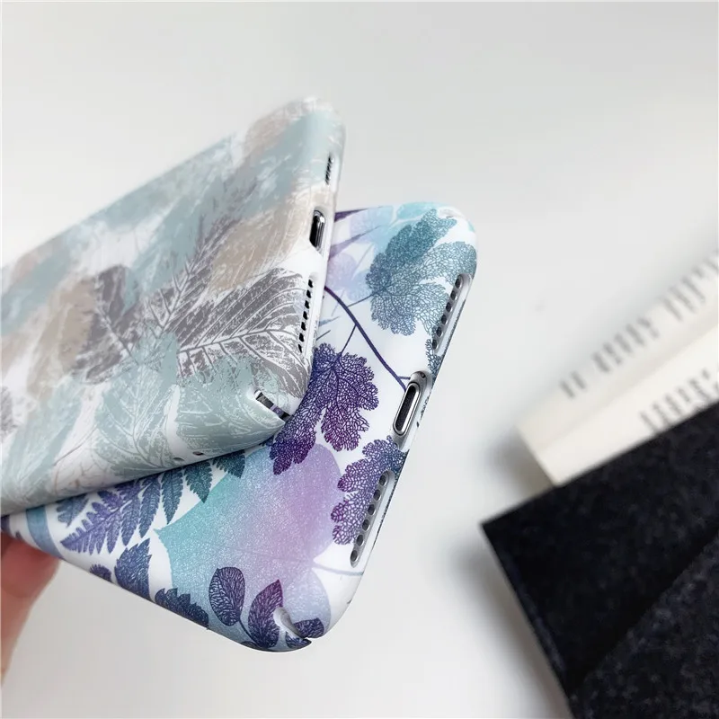 GTWIN чехол для телефона с голубыми листьями iPhone 11 Pro Max XR XS 6 6S 7 8 Plus X Жесткий PC
