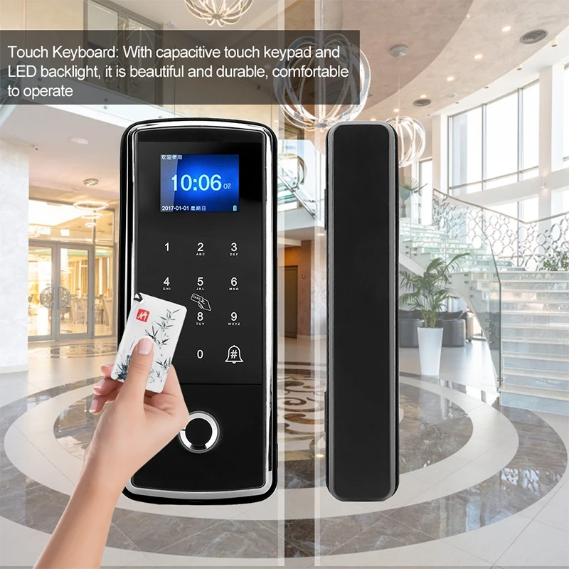 Дверной замок с сенсорной клавиатурой электрический со сканером отпечатков