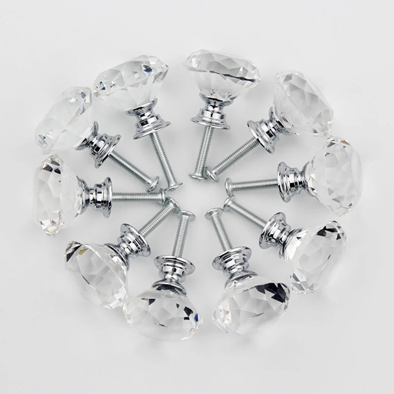30 мм Алмазный Форма дизайн с украшением в виде кристаллов Стекло ручки шкафа