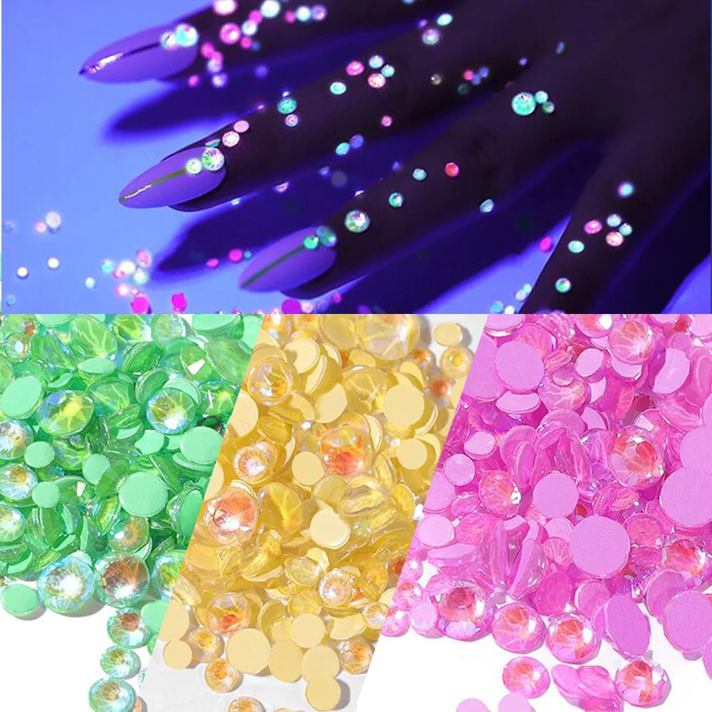 Светящиеся Стразы Bittb флуоресцентные кристаллы для ногтей 3D украшения