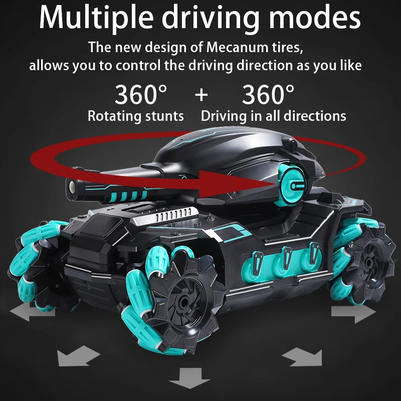 Новинка Радиоуправляемый резервуар для водяной бомбы 2 4G 4WD гравитационные часы