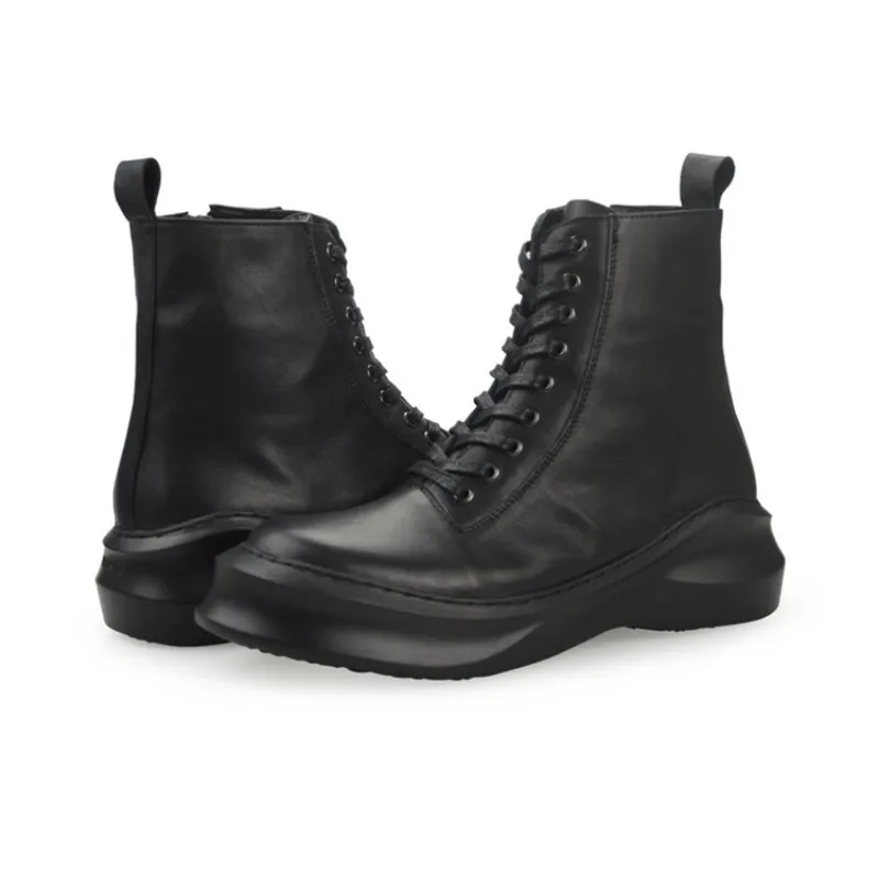 2020 Brand New Mens Winter Biker Shoes Luxury Real Leather Military Combat Boots Punk High Top Platform Work Safety | Обувь