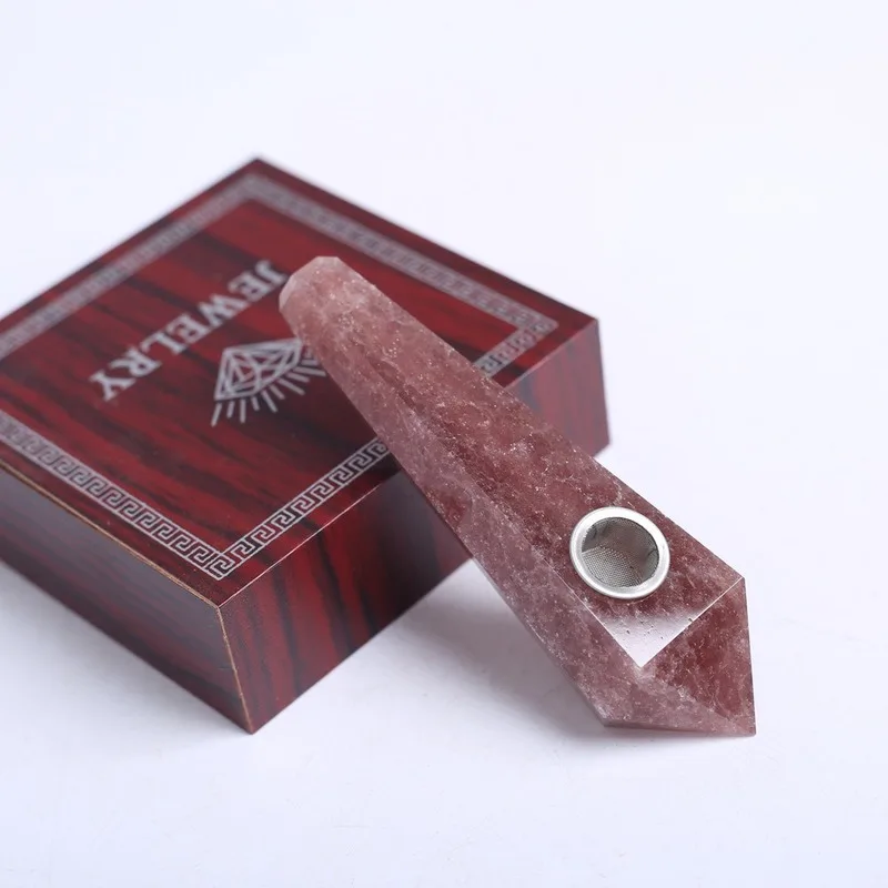 

Natural Strawberry Crystal Rhombus Pipe ROSE Quartz Stone CRYSTAL Pipe Stones Gemstones Natural Mineral CRYSTAL S