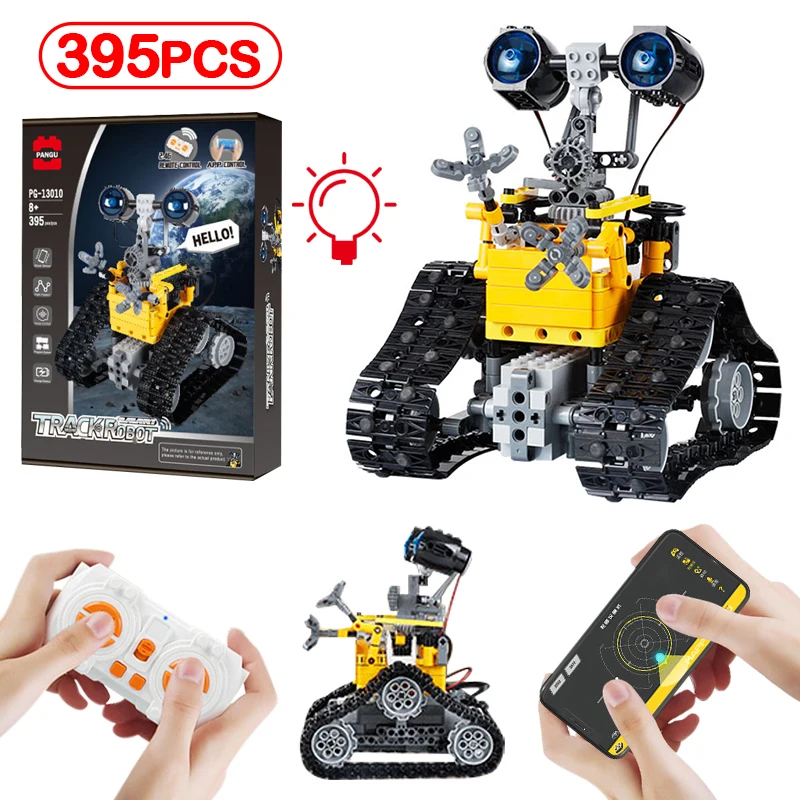 

395pcs City RC Intelligent Tracked Robot Building Blocks App Programming Remote Control Car Bricks Toys For Children