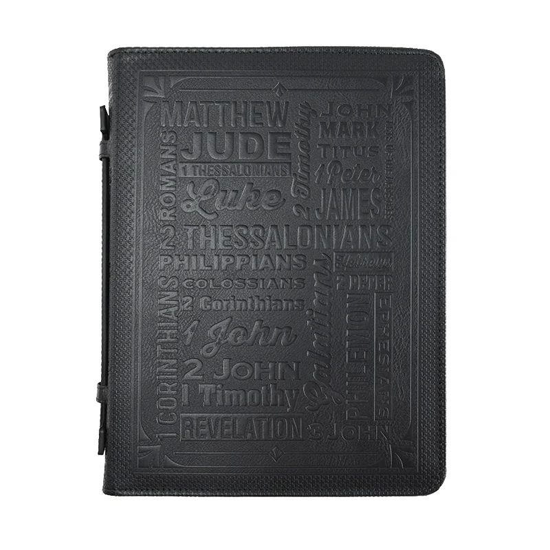 Рекламный тисненый черный чехол из искусственной кожи с надписью Sublimation Bible