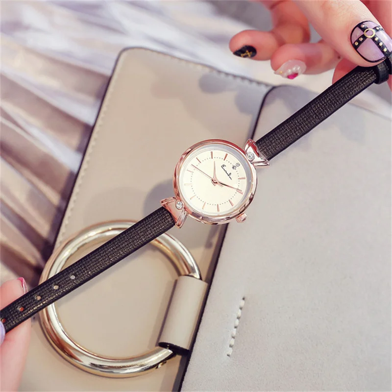 

Часы наручные женские кварцевые, минимализм, супер тонкие, с кожаным ремешком, модные в Корейском стиле, водонепроницаемые