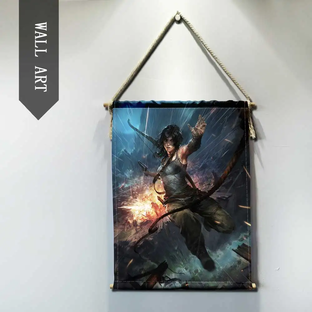 Rise of The Tomb Raider гостиная картина для декора комнаты настенное Искусство современной плотной древесины хлопковая нить подвесной вал прокрутки живопись - Цвет: 2