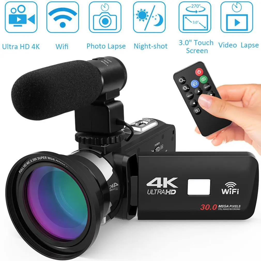 

HDV4K HD Цифровая камера ночного видения 30MP DV c Wi-Fi сенсорный экран Инфракрасный заполняющий свет видеокамера рекордер