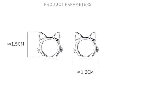 

Cute Authentic Real 100% 925 Sterling Silver Open Kitten Cat Circle ear ear-bone Hoop Huggie Earrings C-G9806
