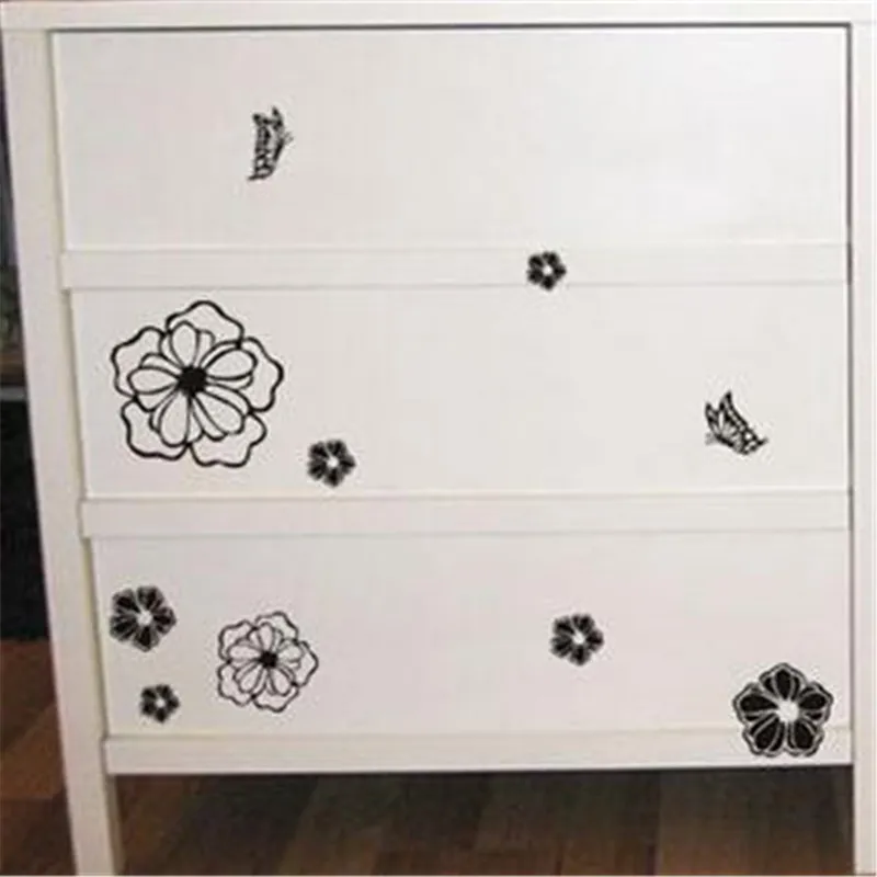 Высокое качество бытовой стиральной машины Холодильник стикер цветок бабочка