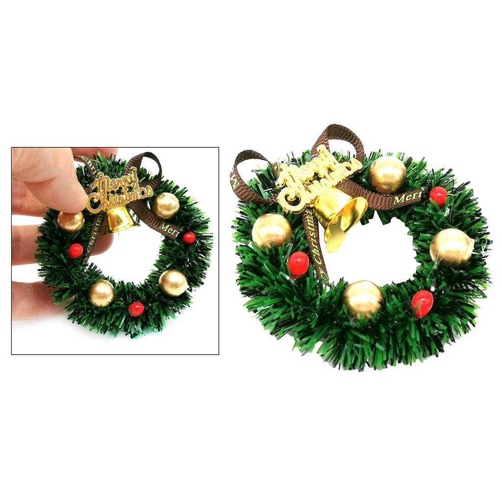 

Merry Christmas Wreaths Miniature Fairy Garden Home Decoration Mini Craft Dollhouse Micro Decor DIY Gift 1/12 Scale