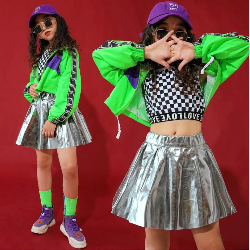 Детская укороченная толстовка куртка Повседневная Серебристая юбка платье в