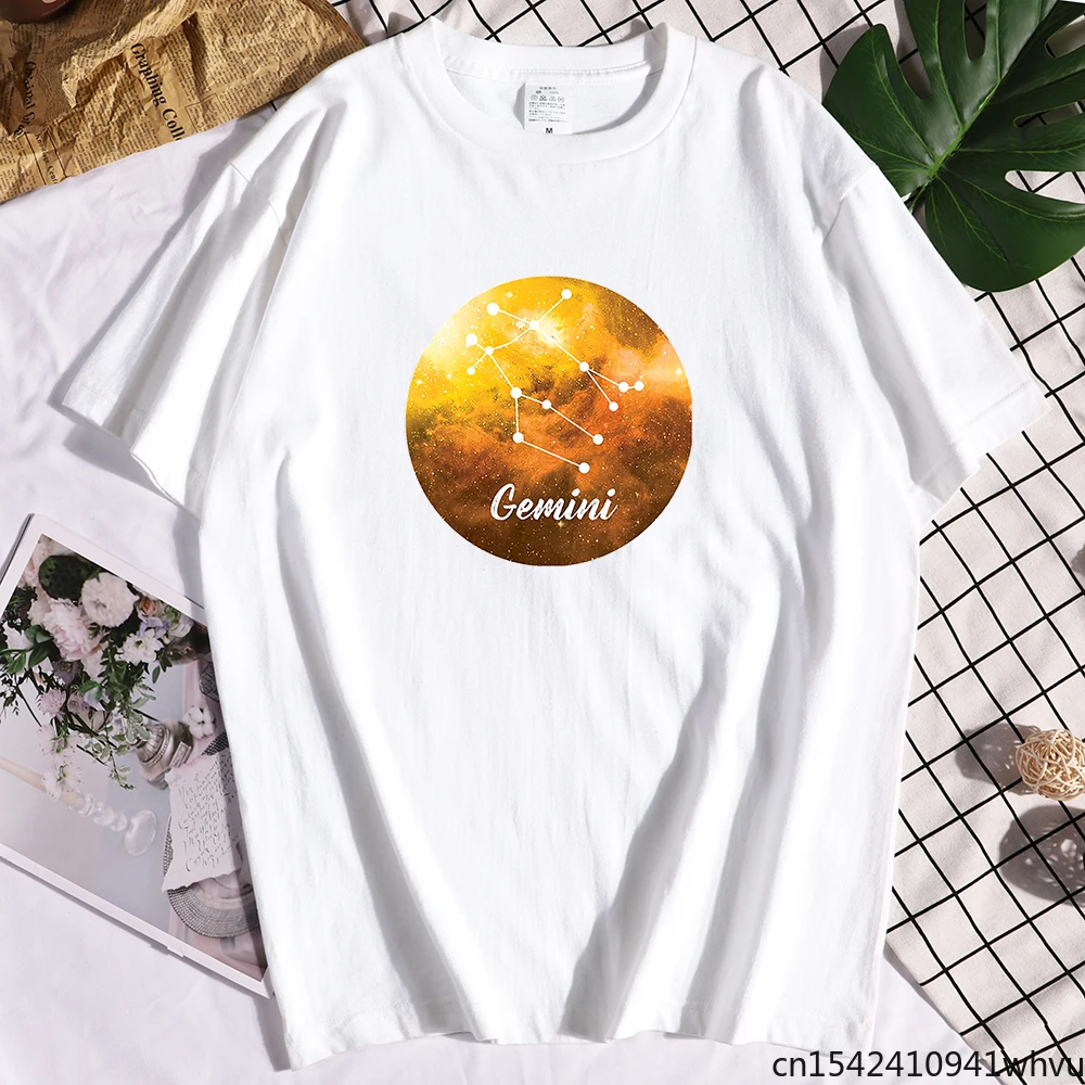 

12 Constellations Gemini Printing Women T Shirt Sports Travering O-neck Clothing Home Comfortable