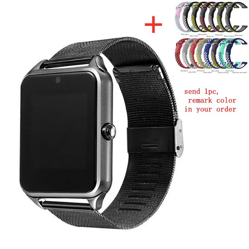 BK 1pc Remark strap Z60 Смарт-часы GT08 плюс металлический ремешок Поддержка камеры SIM TF карта Bluetooth Совместимость Android PK Y1 S8 X7D DZ09 V8 Часы 1yw - Цвет: BK 1pc Remark strap