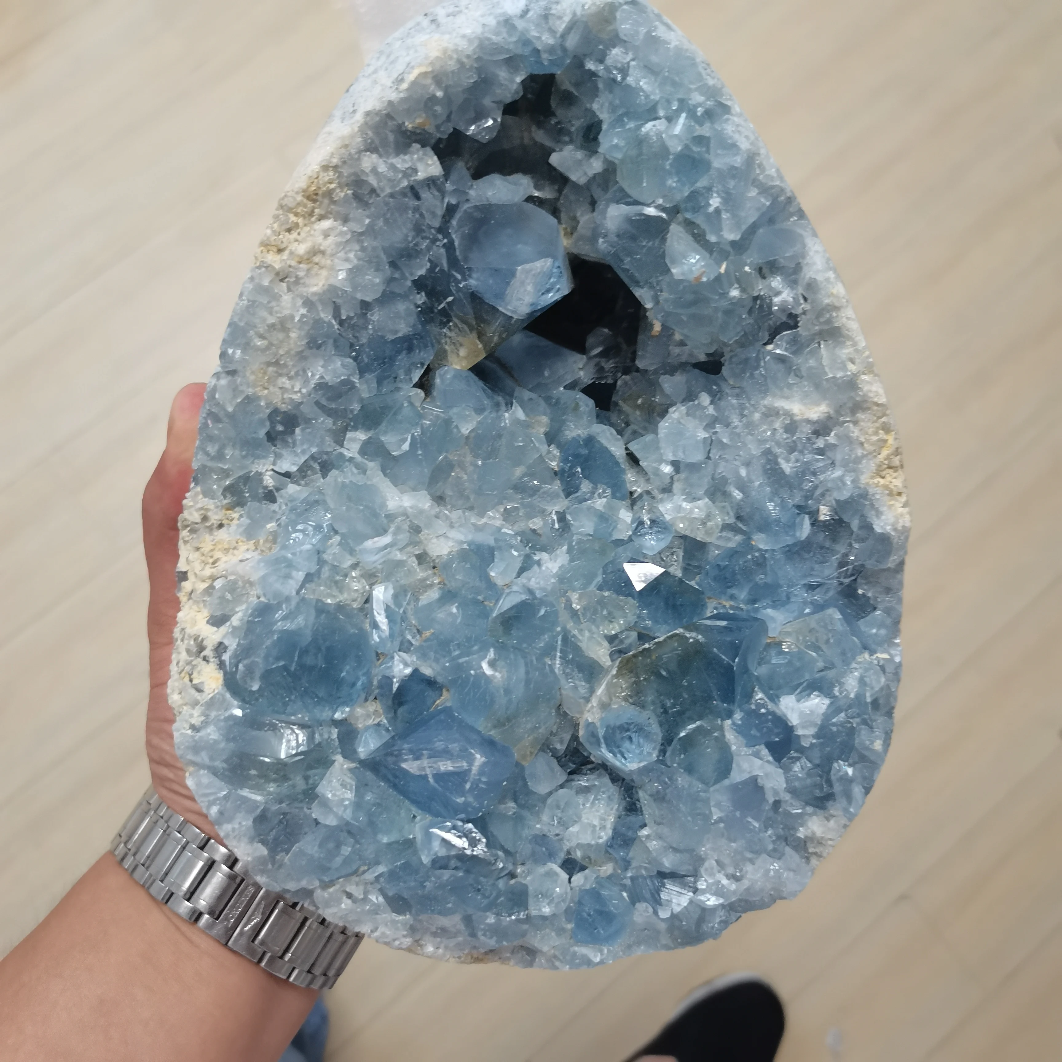 

about 5000g Natural celestite geode quartz cluster specimen Blue Spar Hole Geode Gemstone healing