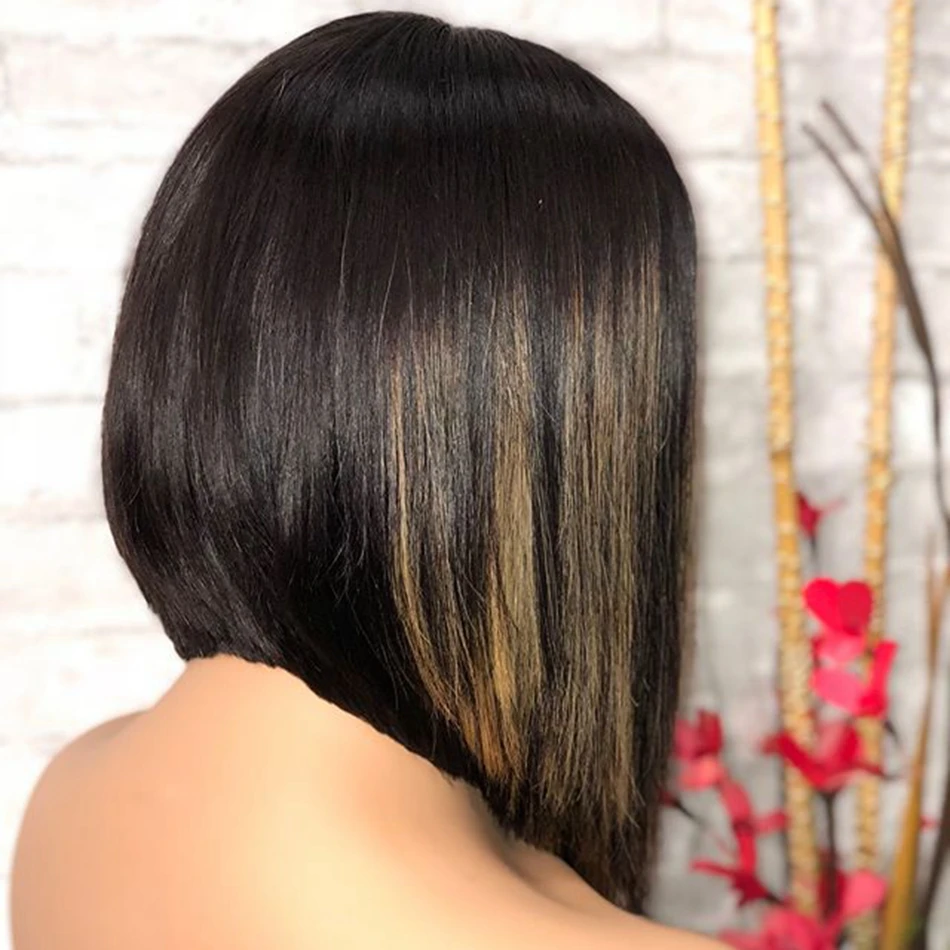 Светлые волосы Омбре короткий вырез Боб кружевной передний парик для женщин