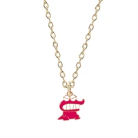 2021 domineering men and women necklace punk metal material party fashion cartoon gift hip hop enamel pink dinosaur pendant