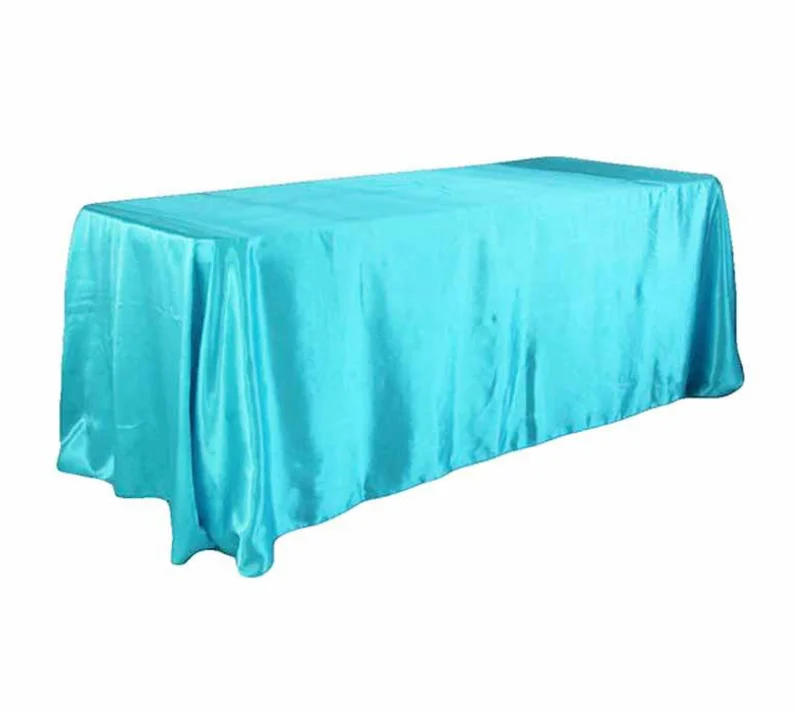 145x320cm White/Black Tablecloths Table Cover Rectangular Satin Tablecloth for Wedding Birthday Party Hotel Banquet Decoration