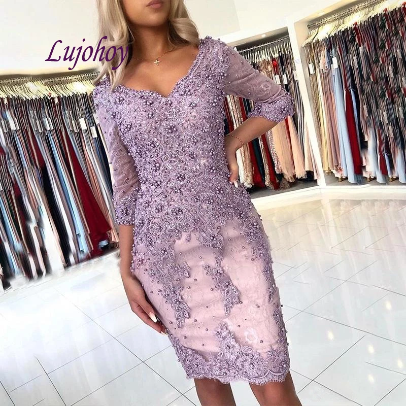 Сексуальное Кружевное коктейльное платье с длинным рукавом вечерние платья