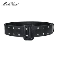 maikun original design pu leather decoration double hole belt new all match black belt