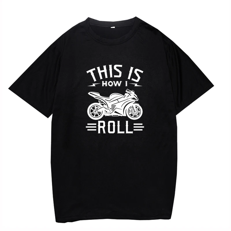 

Men Cool Motorcycle Casual Black Tee Streetshirt Oversized Boys Tops Summer Simple Streetwear for Male Gift