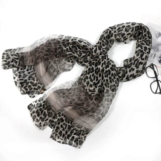 

Fashion Mulberry Silk Scarf Leopard Silk Scarf Women's Decorative Scarf Wraps Outdoor Sunscreen Shawl 190X80CM