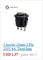 10 шт./партия KCD1 15*10 SPST 250V 3A 2 Pin Красный переключатель для лодки кнопка включения выключения