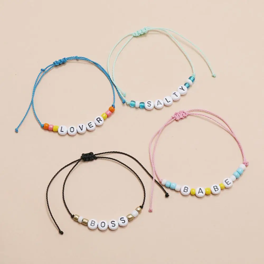 Sindlan 4 шт. Смешные красочные регулируемые браслеты для женщин милые веревочные