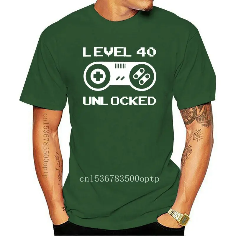 

Дизайнерская забавная рубашка для мужчин на 40-й день рождения, разблокированная летняя модная уличная футболка уровня 40 с коротким рукавом