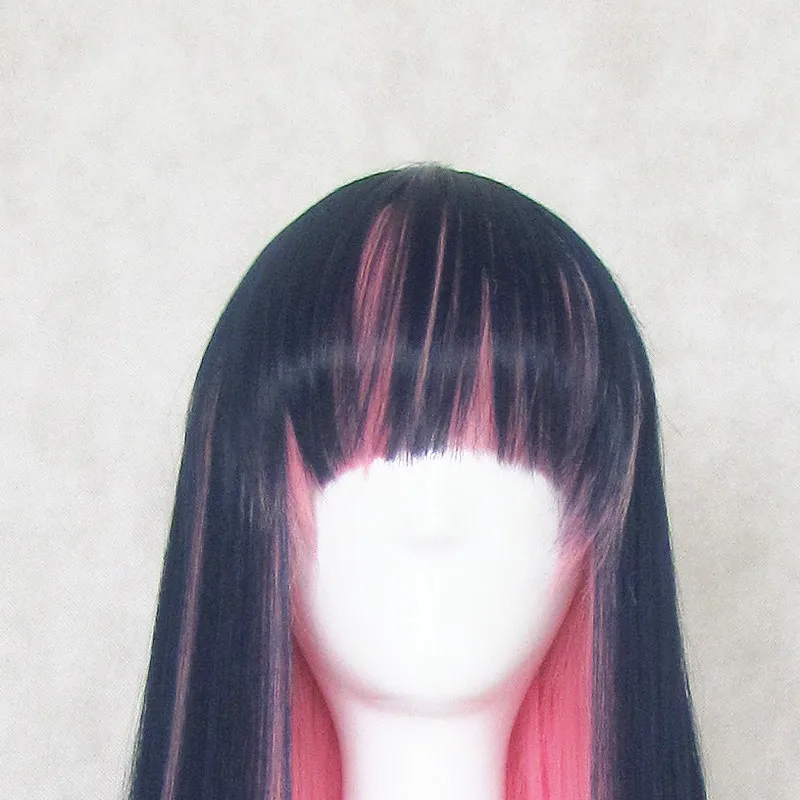 Panty & Stocking with Garterbelt Anarchy Cosplay Wigs 100cm/39inches Blue Pink Mix Long Straight Hair With free wig net |