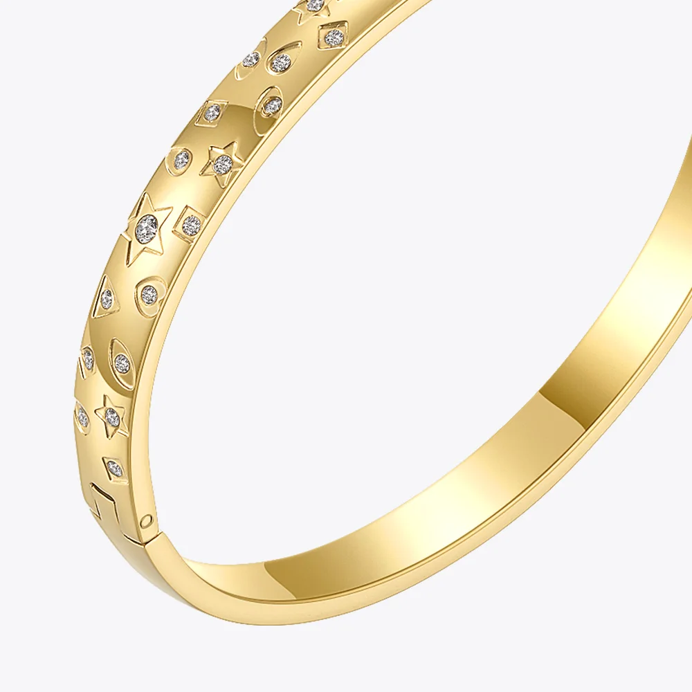 

ENFASHION Starry Zircon Bracelet For Women Gold Color Statement Bangle Stainless Steel Fashion Jewelry Pulseras Mujer B212248