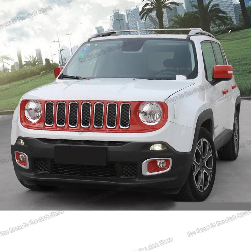 

Lsrtw2017 Abs Car Front Grill net FogLight Side Light Door Handle Trims for Jeep Renegade 2016 2017 2018 2019 auto accessories