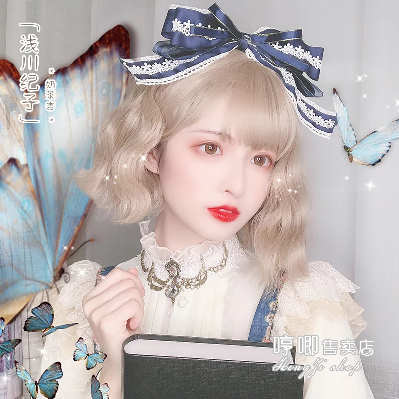 

Harajuku Short Curls Hair Lolita Wig Women Natural Fluffy Hairpiece Anime Cosplay Sweet Girl Cute Adult Heat Resistant Kawaii
