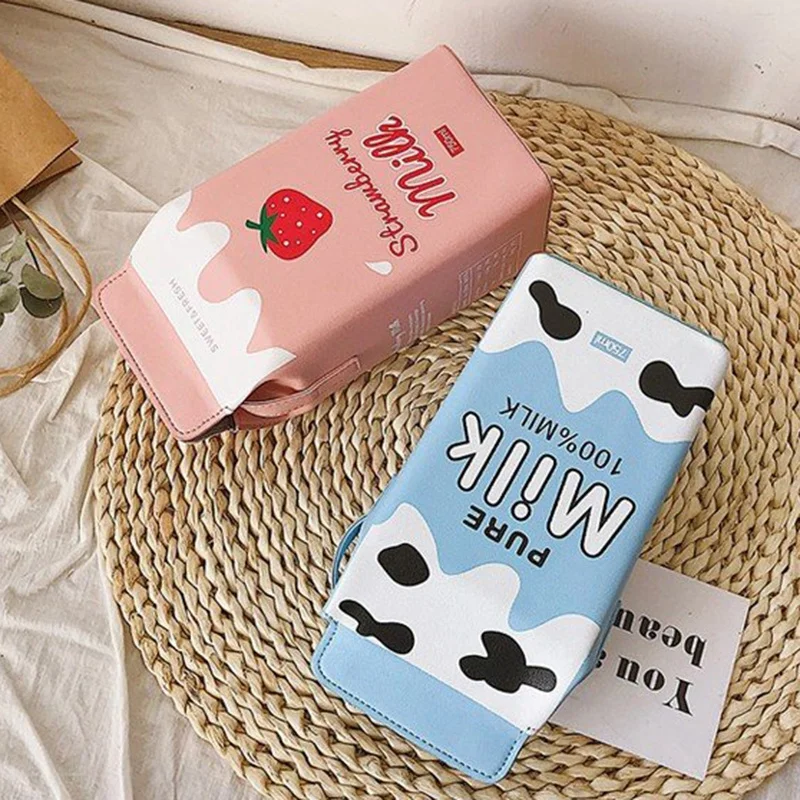 

Cartoon Printed Fruit Milk Ladies Shoulder Bag Mini Mobile Wallet Bag Leather Female Crossbody Bag