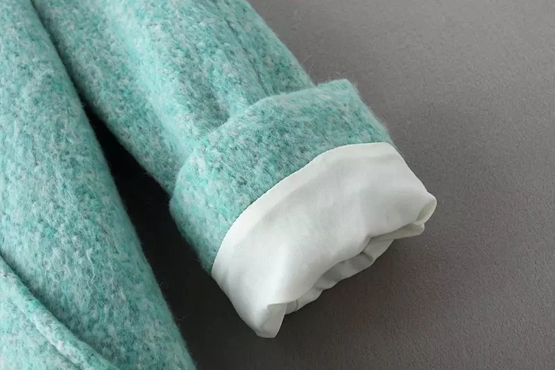 Женское пальто, отбеленная шерсть, длинный английский винтажный светильник, зеленый цвет, отложной воротник, на одной пуговице, рукав летучая мышь, Трендовое пальто для женщин